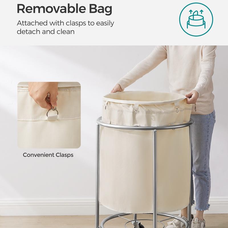 Rolling Laundry Hamper with Steel Frame & Removable Bag