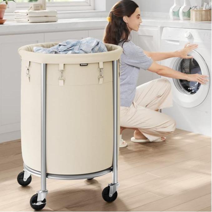 Rolling Laundry Hamper with Steel Frame & Removable Bag