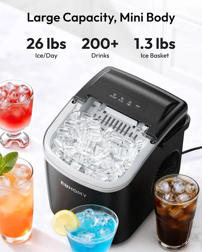 Efficient Easy Carry Ice Machine, Self-Cleaning Ice Maker