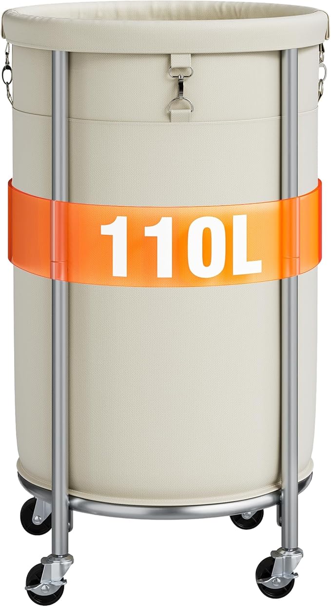 Rolling Laundry Hamper with Steel Frame & Removable Bag
