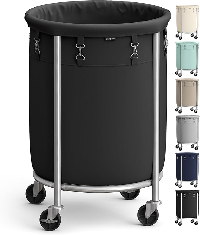 Rolling Laundry Hamper with Steel Frame & Removable Bag