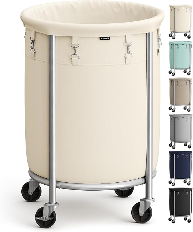 Rolling Laundry Hamper with Steel Frame & Removable Bag