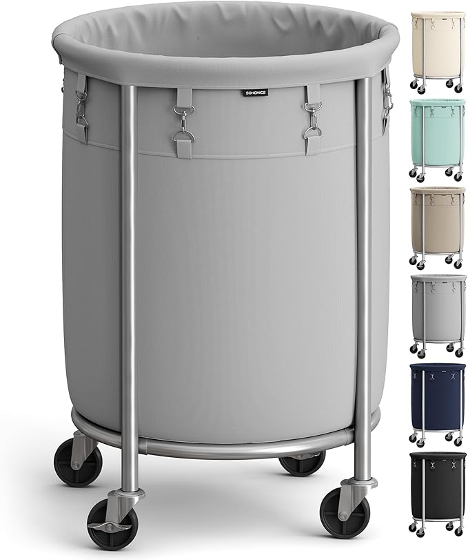 Rolling Laundry Hamper with Steel Frame & Removable Bag