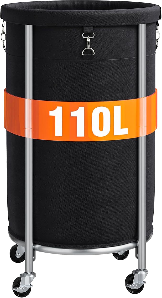 Rolling Laundry Hamper with Steel Frame & Removable Bag