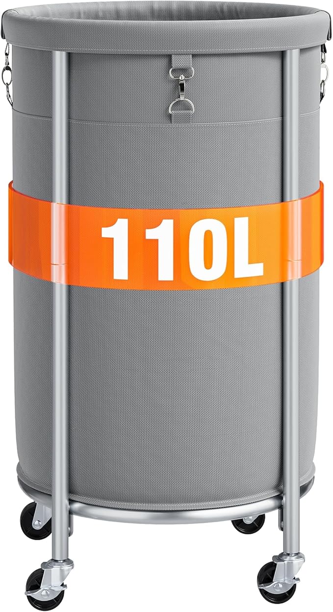 Rolling Laundry Hamper with Steel Frame & Removable Bag