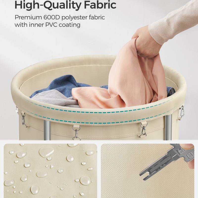 Rolling Laundry Hamper with Steel Frame & Removable Bag