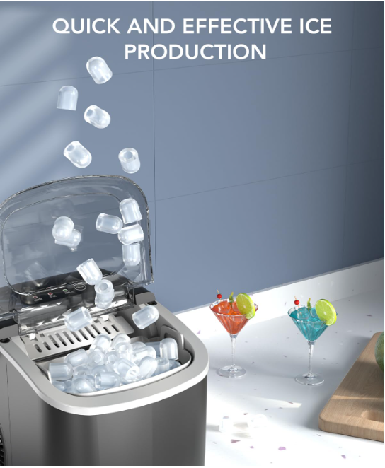 Efficient Easy Carry Ice Machine, Self-Cleaning Ice Maker