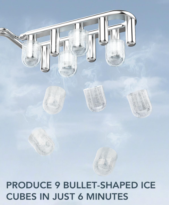 Efficient Easy Carry Ice Machine, Self-Cleaning Ice Maker